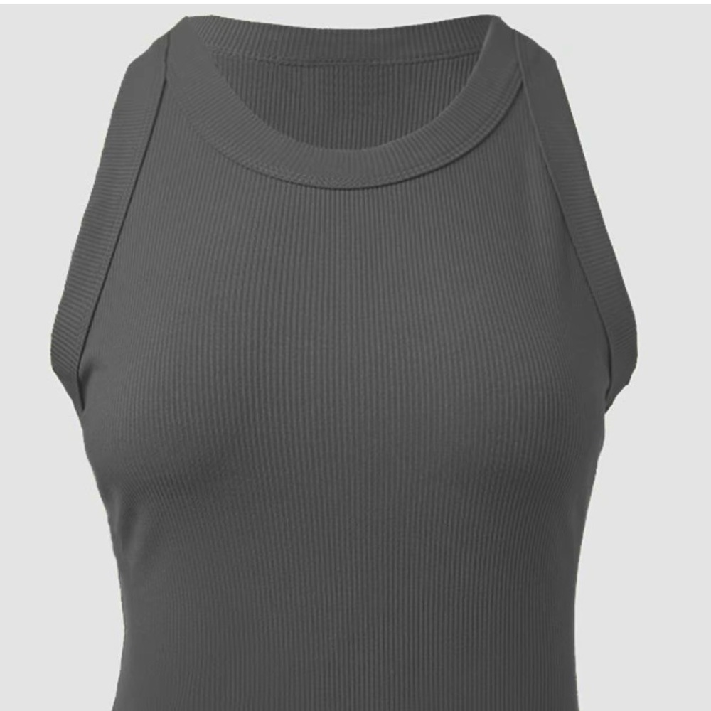 Women's Gray Ribbed Tank Top